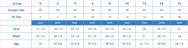 Callista Bridal Size Chart