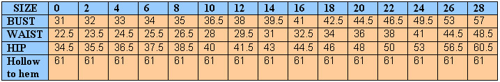 Vm By Mori Lee Size Chart