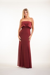Prom Dress: JASMINE BRIDESMAID SPRING 2020 - P226003 - Charlotte chiffon long bridesmaid dress with strapless draped top  